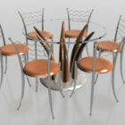 Furniture 6 Seats Glass And Metal Dining Sets
