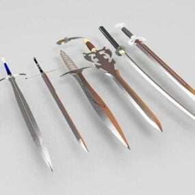 8 مدل 3 بعدی مجموعه شمشیر قرون وسطی