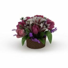 Una cesta de flores modelo 3d