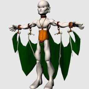 Modello 3d del personaggio aborigeno con ali finte