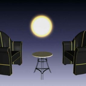 Accent Table And Chair Set 3d model