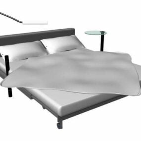 Adjustable Bed With Table And Lamp 3d model