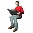 Персонаж Взрослый человек, сидящий читает газету