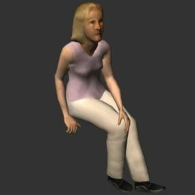 Aged Woman Sitting Character 3d model
