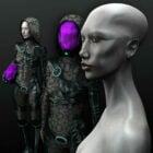 Инопланетная девушка Quarian Alien Race Rigged