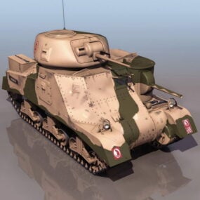 دبابة أمريكية متوسطة الحجم M3 Grant نموذج ثلاثي الأبعاد