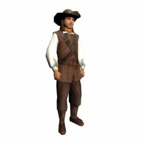 3д модель персонажа американского ковбоя