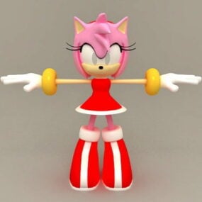 Amy Rose Sonic, o personagem Hedgehog Modelo 3D