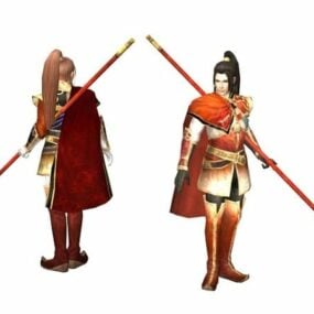 Ancient China Military Commander Characters 3d model