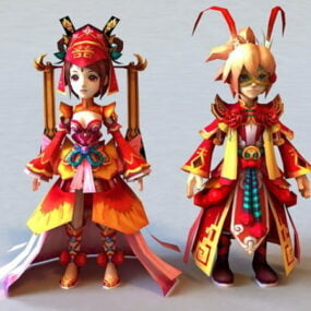 Ancient Chinese Anime Couple 3d model