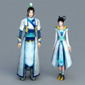 Mô hình 3d cặp đôi Anime Trung Quốc cổ đại