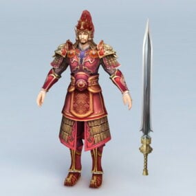 Antigo general chinês e espada modelo 3d