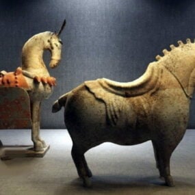 Oud Chinees paardenbeeldhouwwerk 3D-model