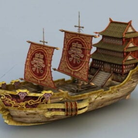 3D-Modell eines alten chinesischen Handelsschiffs