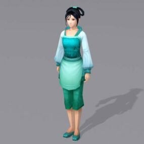 古代中国の農民の少女3Dモデル