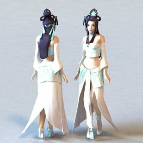 نموذج فتاة جميلة صينية قديمة ثلاثية الأبعاد