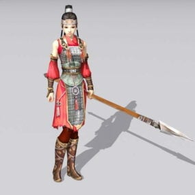 Gammel kinesisk soldatkvinne 3d-modell