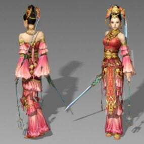 3D-Modell der alten chinesischen Schwertkämpferin