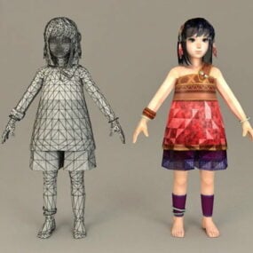 고대 중국 십대 소녀 3d 모델
