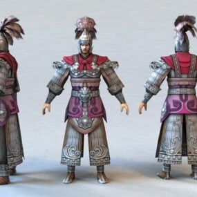 Modelo 3d del personaje guerrero chino antiguo
