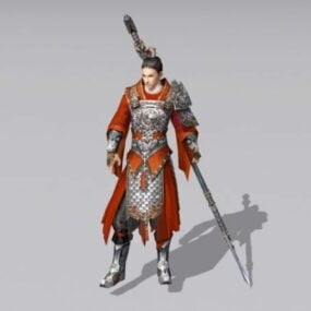 Ancient Chinese Warrior With Spear 3d model