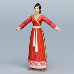 Model 3D starożytnej chińskiej młodej kobiety