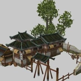 نموذج النزل الصيني القديم ثلاثي الأبعاد
