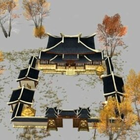 نموذج بيت البريد الصيني القديم ثلاثي الأبعاد