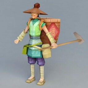 דגם 3D של דמות איכר אורז עתיק