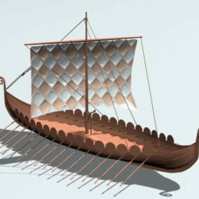 דגם תלת מימד של ספינת ויקינגים עתיקה