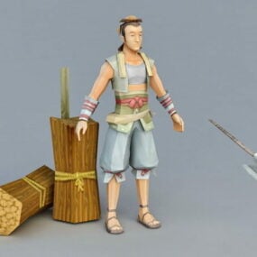 Ancient Woodcutter Male Character 3d model