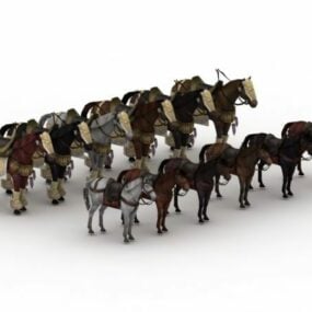 مدل سه بعدی حیوانات اسب جنگی باستانی