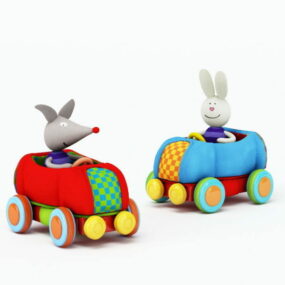 3d модель іграшкової машини з тваринами