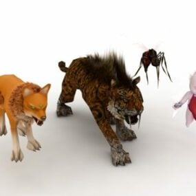 Model 3D postaci zwierząt i potworów