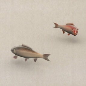 Animated Chinese Fish Painting 3d model