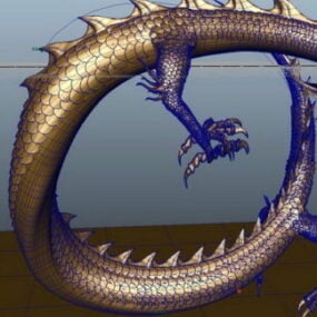 アニメーションゴールドドラゴン3Dモデル
