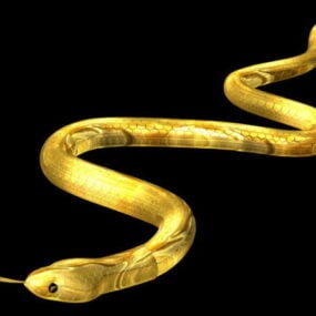 Modello 3d animato animale serpente dorato