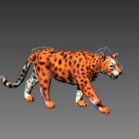 3д модель анимированного золотого леопарда