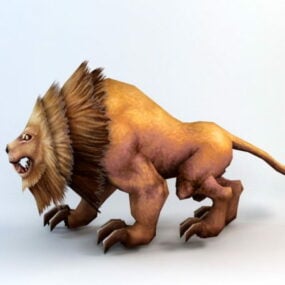 Animated Lion Rig 3d model
