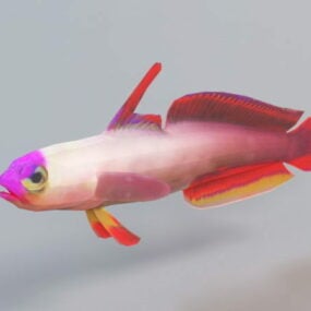 Model 3d Rig Ikan Ungu Animasi