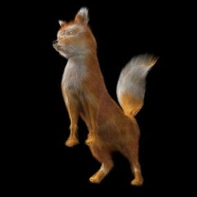 3д модель анимированной рыжей лисы