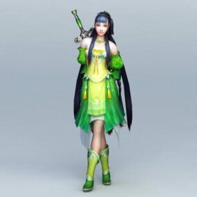 Animeret Swordswoman 3d-model