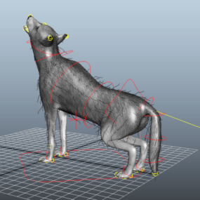 アニメーションのオオカミの 3D モデル