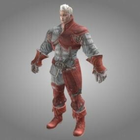 Animert menneskelig mannlig krigerkarakter 3d-modell