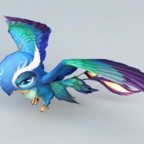 Modello 3d dell'uccello blu dell'anime