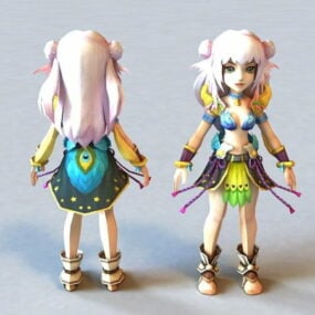 Anime Chibi Girl Warrior 3D-model