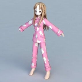 Modelo 3D de menina boneca de anime