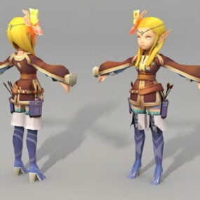 Anime Elf Archer Girl 3d model