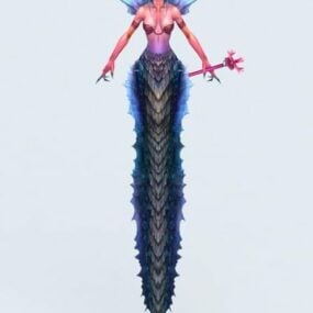 Anime kvindelig Naga Snake Warrior 3d-model