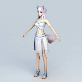 Anime Fox dívka s fialovými vlasy 3D model